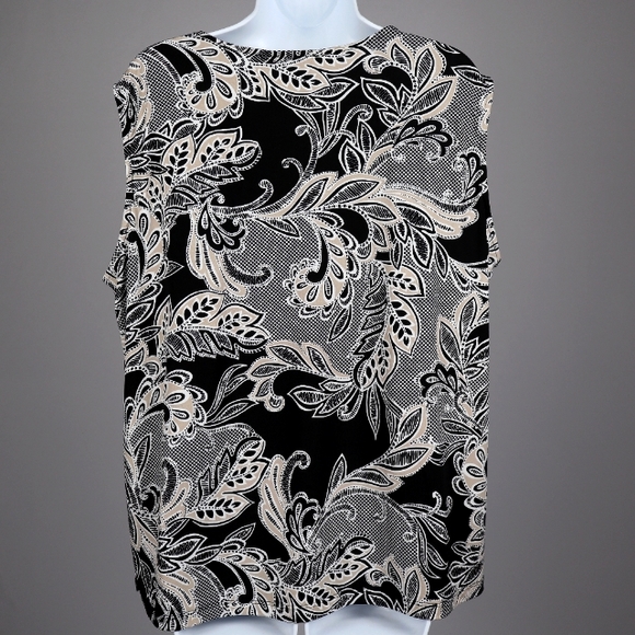 Allison Daley Plus 2X Black White Sleevless Blouse - Picture 2 of 2